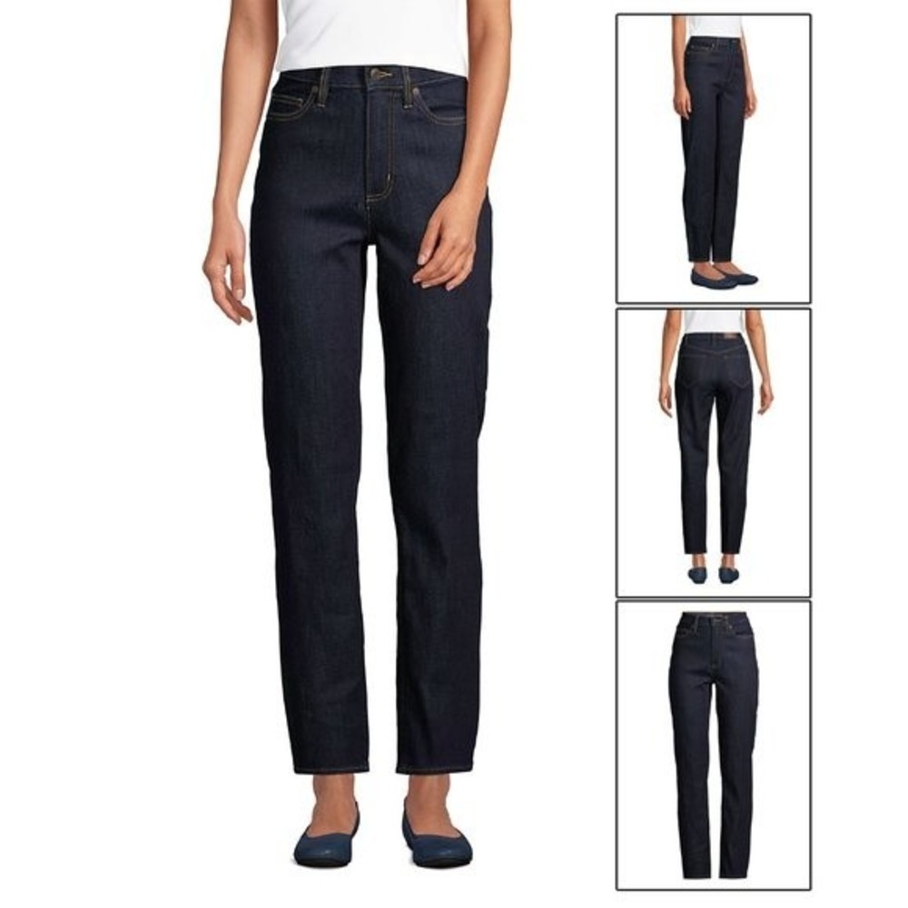 Size 10 Lands End Straight Ankle Deep Indigo Jeans